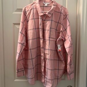 Women’s Old Navy light pink plaid cotton classic shirt